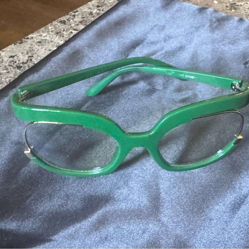 Fashion GREEN glasses - clear lenses